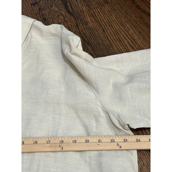 NWT J.Crew Women's Ivory Linen Textured Long Sleeves Button Up Shirt Size XL - Picture 6 of 8